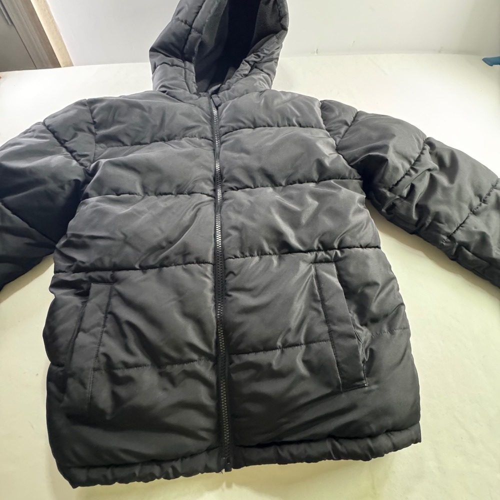 Swiss Tech‎ Boys Black Hooded Puffer Jacket Size L 10-12 Fleece Lined Coat